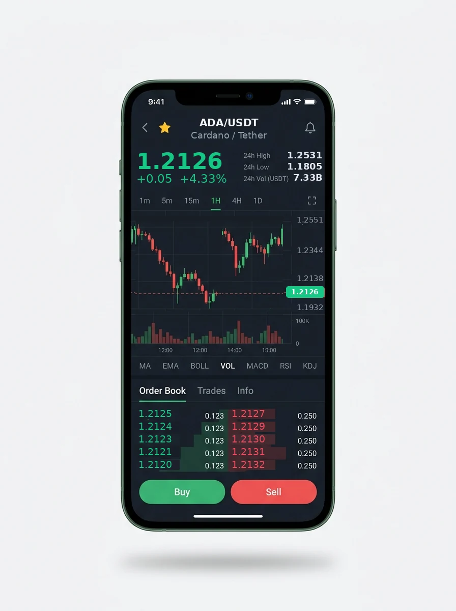 The same portfolio view on a phone screen